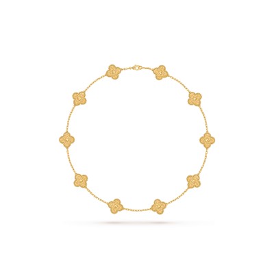 VAN CLEEF ARPELS VINTAGE ALHAMBRA NECKLACE, 10 MOTIFS YELLOW GOLD VCARO1ID00